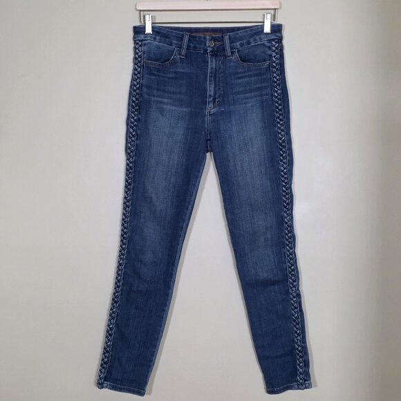 Joes Jeans Womens 28 Blue The Charlie High Rise Skinny Ankle Side Denim Braids - Picture 1 of 16